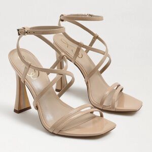 Sam Edelman Lela Strappy Heel Sandals Size 10 Beige Light Latte Patent